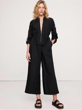 Banana Republic Cotton Poplin Zip Utility Cropped Jumpsuit SIZE S